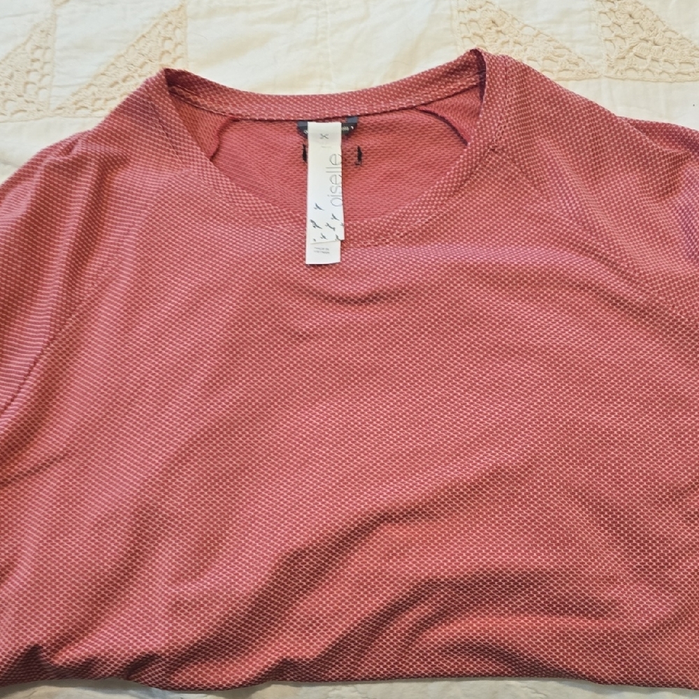 Oiselle Long-Sleeve Textured Tee in Dusty Rose Size 16/18